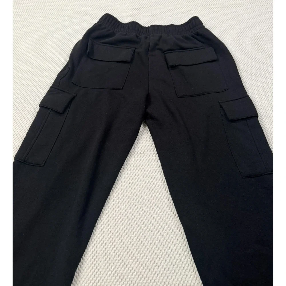 Playboy Cargo Pants Men Size L Black Fleece Sweatpants Multi Pocket Joggers